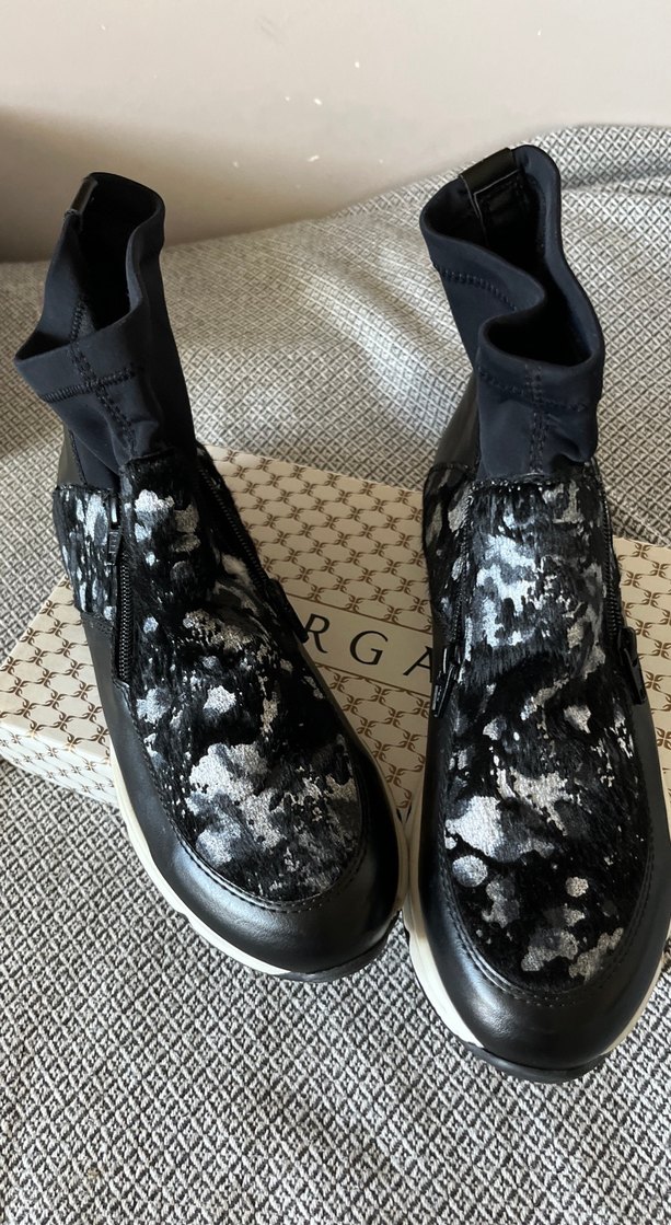 Platform Topuklu Siyah Desenli Kadın Sneakers spor çorap bot - Görsel 4