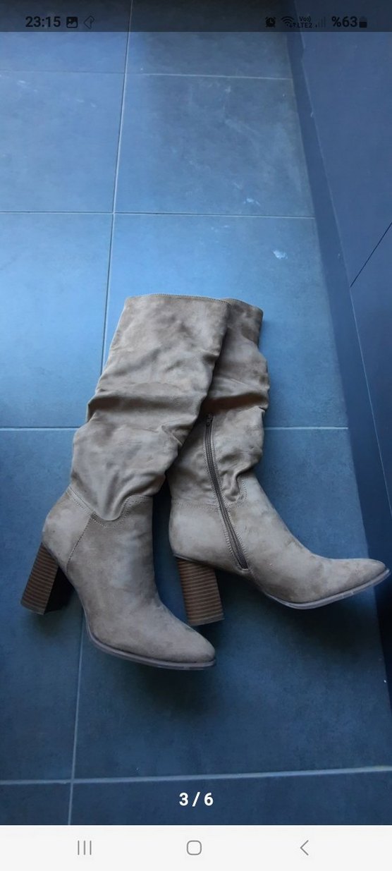 Bej Süet fermuarli Kadın Dizüstü Bot - Görsel 2