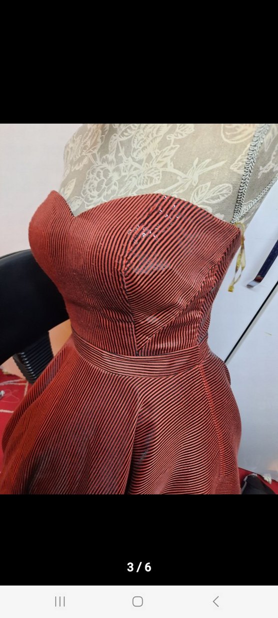 Straplez Vintage Midi Elbise - Görsel 2