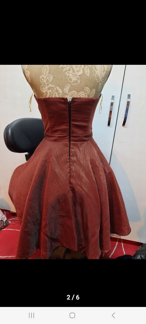 Straplez Vintage Midi Elbise - Görsel 3