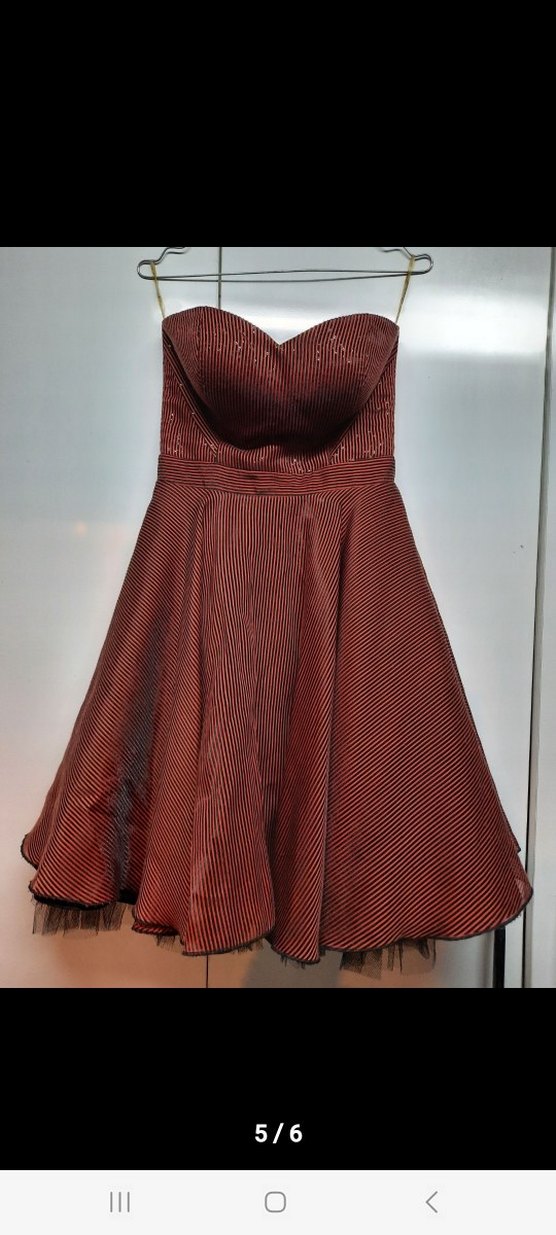 Straplez Vintage Midi Elbise - Görsel 4