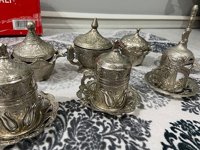  Beden Antika gümüş kahve takımı