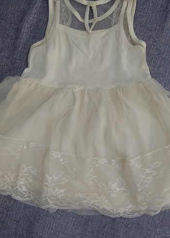 Kız Çocuk Beyaz Dantelli Straplez Elbise - Görsel 3