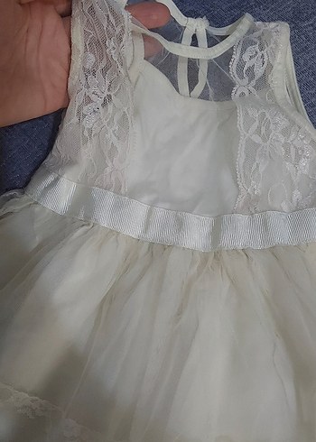 Kız Çocuk Beyaz Dantelli Straplez Elbise - Görsel 4