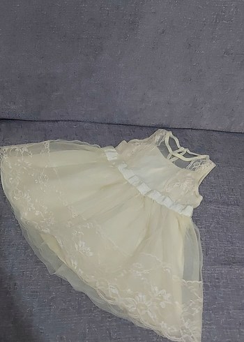 Kız Çocuk Beyaz Dantelli Straplez Elbise - Görsel 5