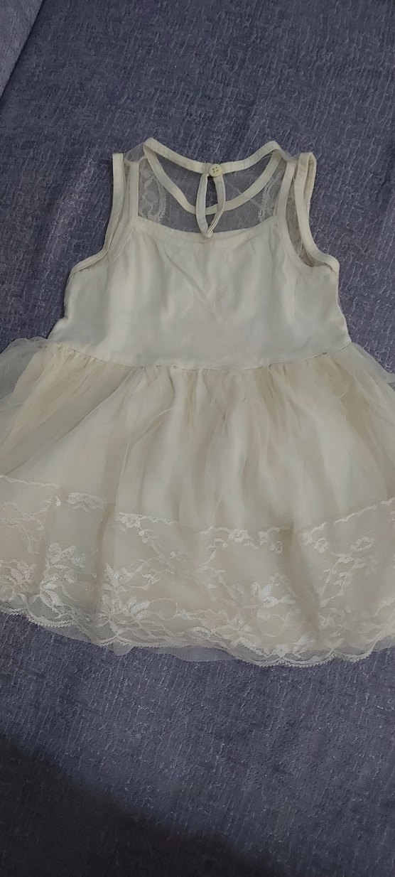 Kız Çocuk Beyaz Dantelli Straplez Elbise - Görsel 3
