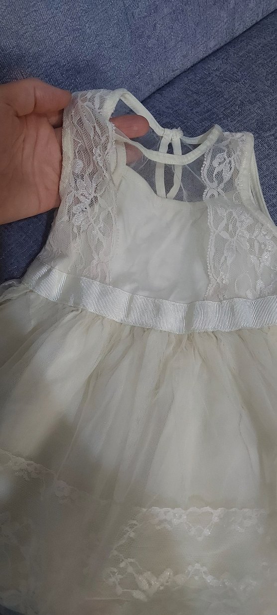 Kız Çocuk Beyaz Dantelli Straplez Elbise - Görsel 4