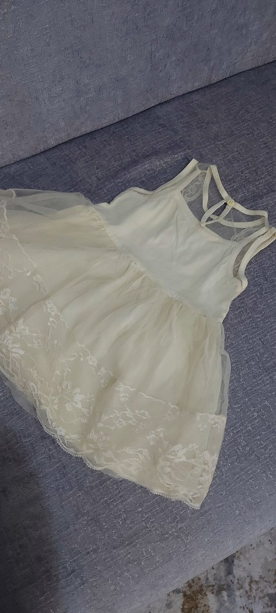 Kız Çocuk Beyaz Dantelli Straplez Elbise - Görsel 2