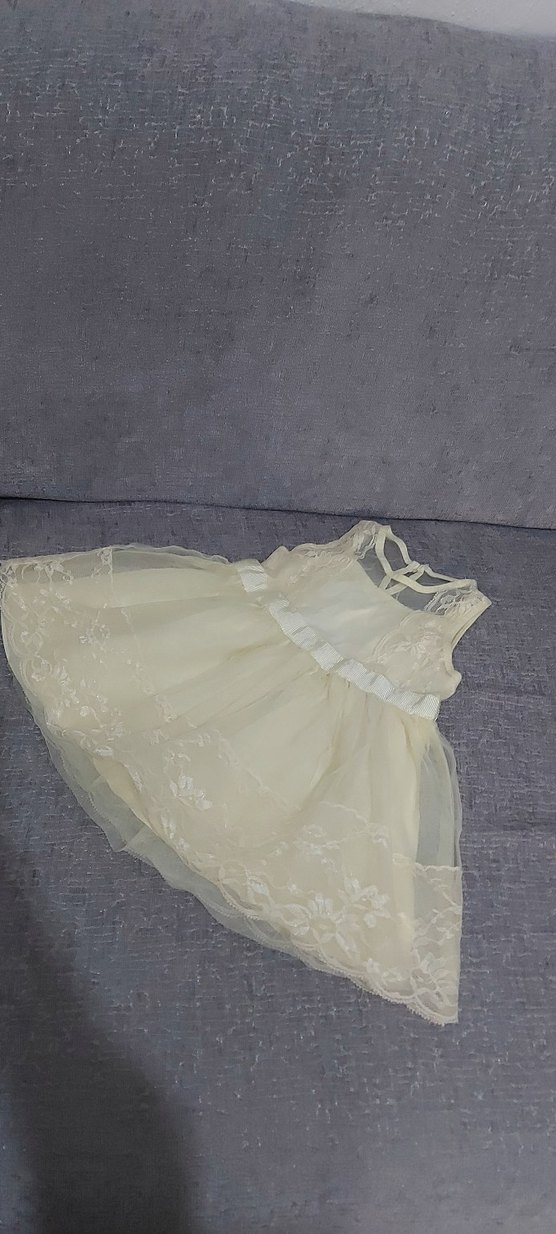 Kız Çocuk Beyaz Dantelli Straplez Elbise - Görsel 5