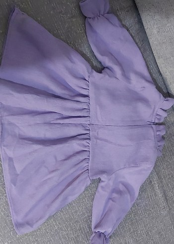 Kız Çocuk Mor V Yaka Fırfırlı Elbise - Görsel 5