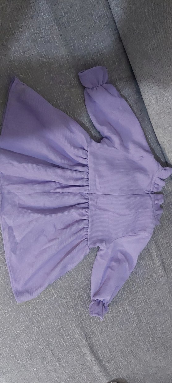 Kız Çocuk Mor V Yaka Fırfırlı Elbise - Görsel 5