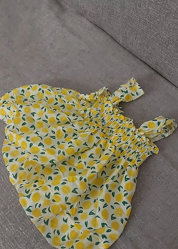 Kız Çocuk Sarı Desenli Fırfırlı Elbise - Görsel 2