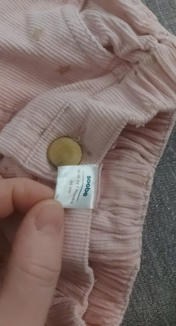 Düğmeli Pembe Kız Çocuk Bol Pantolon - Görsel 3