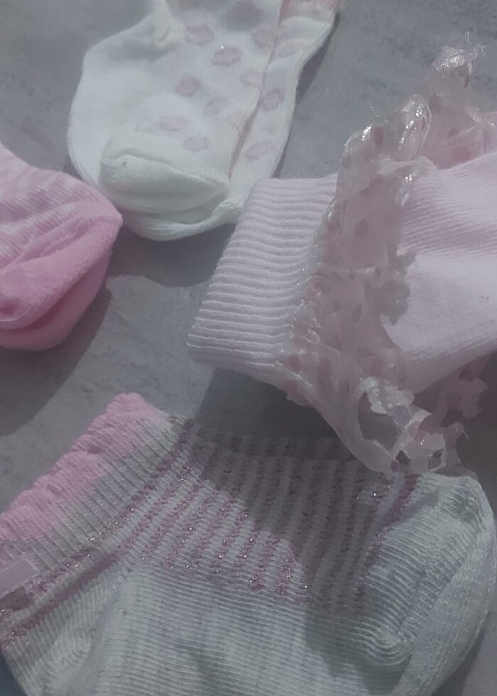 pamuklu kız bebek soket çorap çeşitleri hiç kullanılmamıştır - Görsel 3