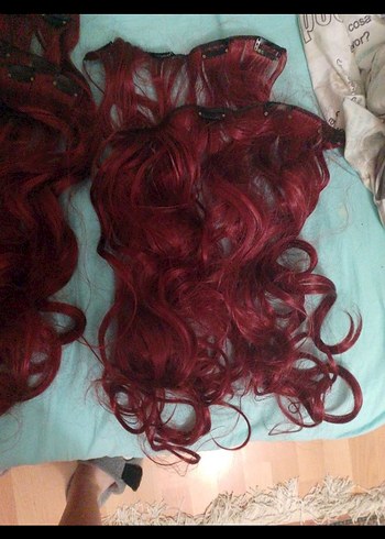 Koyu Kırmızı Takma Saç Kadın Saç Aksesuarı peruk - Görsel 5