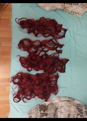 Koyu Kırmızı Takma Saç Kadın Saç Aksesuarı peruk - Görsel 2