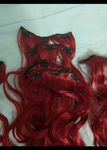 Koyu Kırmızı Takma Saç Kadın Saç Aksesuarı peruk - Görsel 3