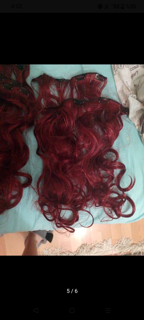 Koyu Kırmızı Takma Saç Kadın Saç Aksesuarı peruk - Görsel 5