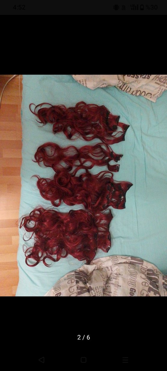 Koyu Kırmızı Takma Saç Kadın Saç Aksesuarı peruk - Görsel 2