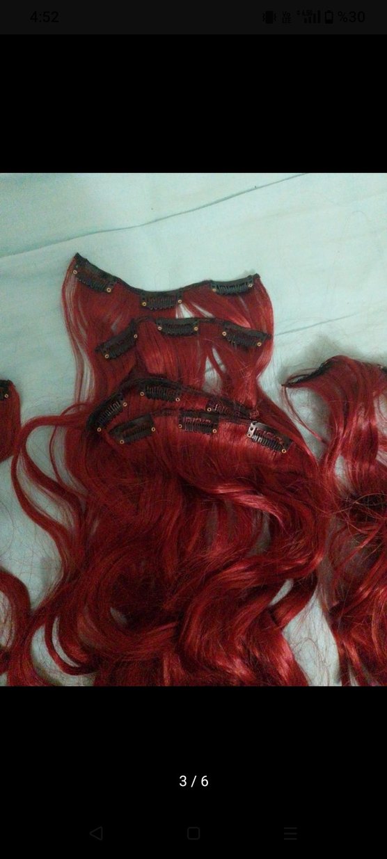 Koyu Kırmızı Takma Saç Kadın Saç Aksesuarı peruk - Görsel 3