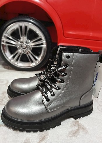 Gri Zincir Detaylı Yüksek Topuklu Street Bot - Görsel 2