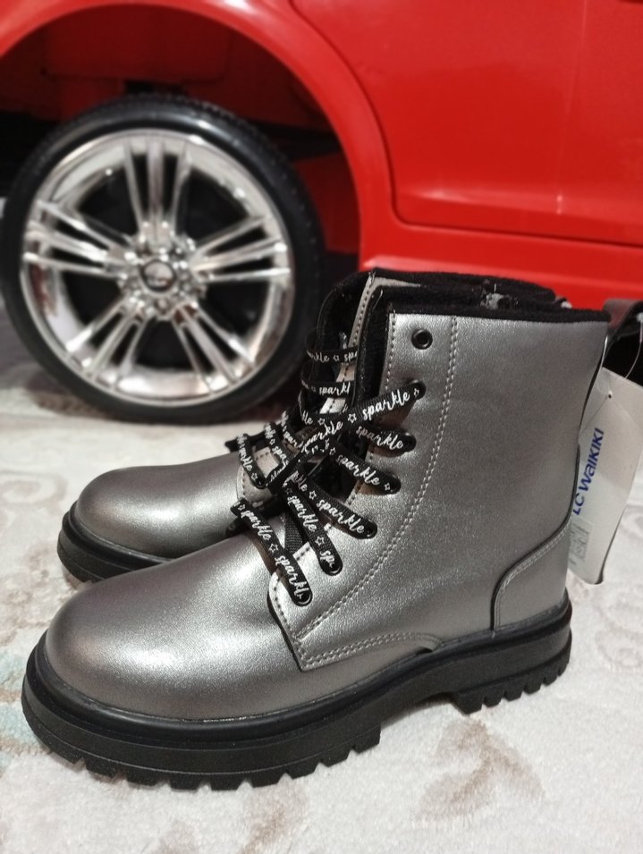 Gri Zincir Detaylı Yüksek Topuklu Street Bot - Görsel 2