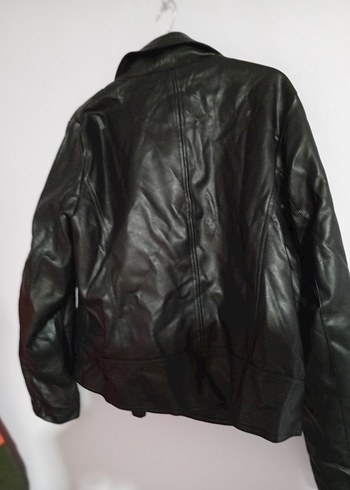 Siyah Kadın Deri Biker Ceket - Görsel 3