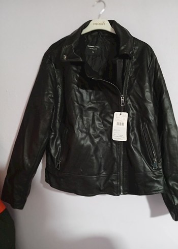Siyah Kadın Deri Biker Ceket - Görsel 2