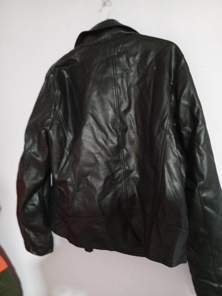 Siyah Kadın Deri Biker Ceket - Görsel 3