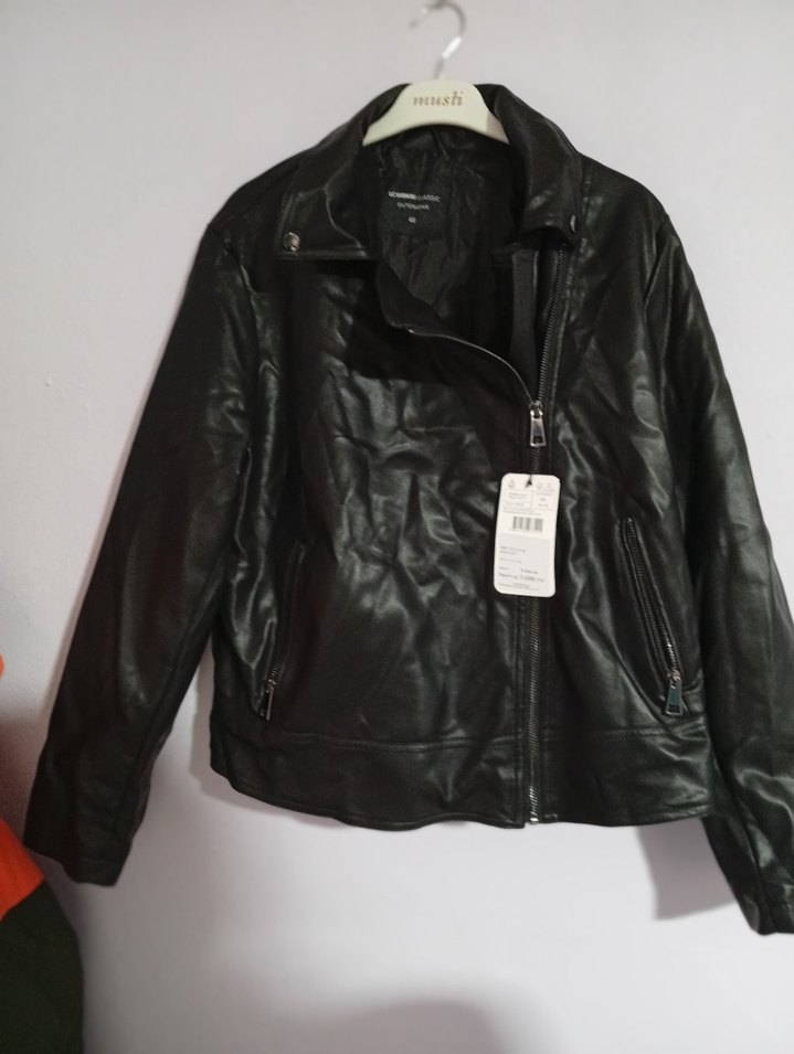 Siyah Kadın Deri Biker Ceket - Görsel 2