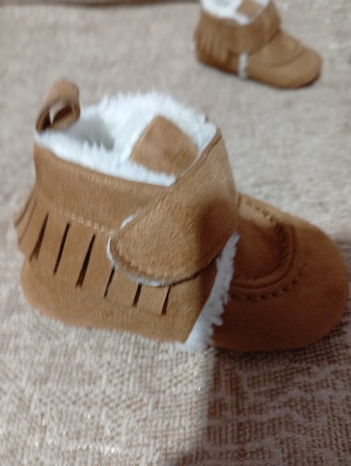 Kahverengi Süet Kürklü Erkek Bebek Ayakkabısı - Görsel 2