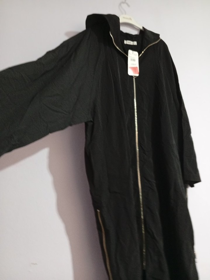 Kadın Siyah kapüşon ferace - Görsel 2