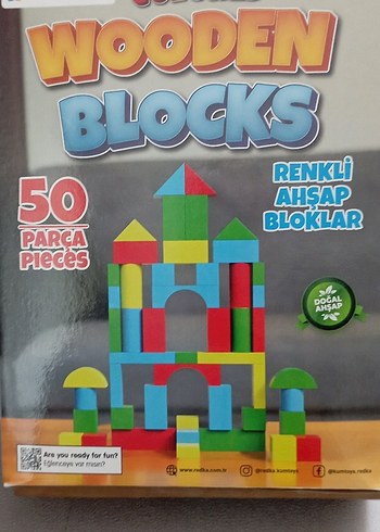 50 Parça Renkli Ahşap Bloklar