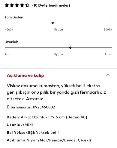 H&M Hm uzun etek