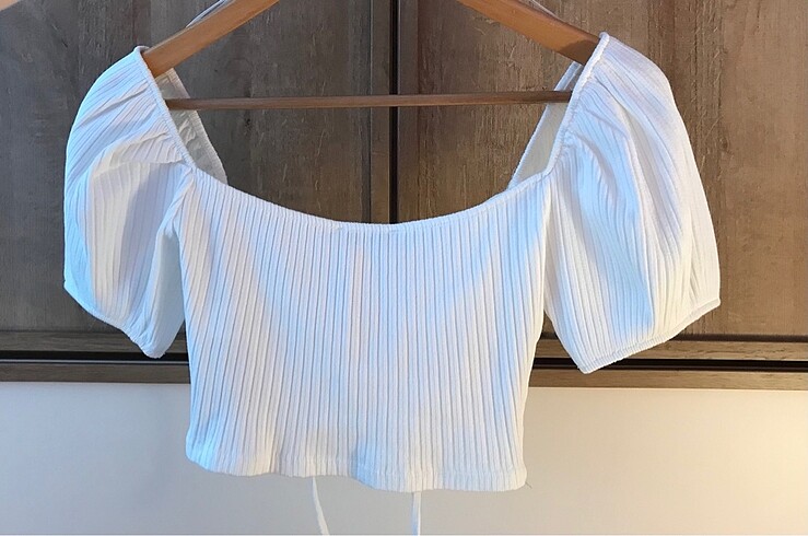 m Beden Zara kare yaka crop top