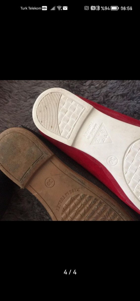 Kızlar için Kırmızı Kürklü Babet - Görsel 2