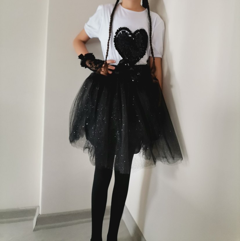 Kız Çocuk Siyah Parlak Gotik Etek - Görsel 2