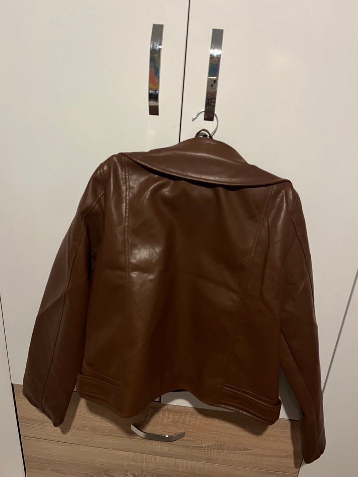 Kahverengi Deri Kemerli Kadın Ceket - Görsel 3