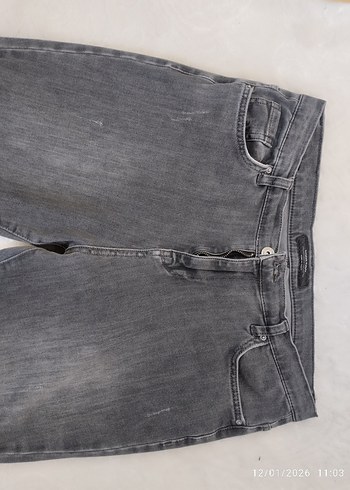 Gri Kadın Denim Rahat Kesim kotPantolon - Görsel 3