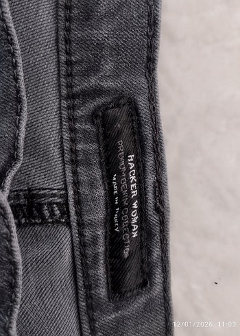 Gri Kadın Denim Rahat Kesim kotPantolon - Görsel 4