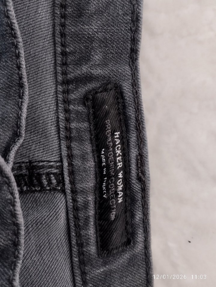 Gri Kadın Denim Rahat Kesim kotPantolon - Görsel 4