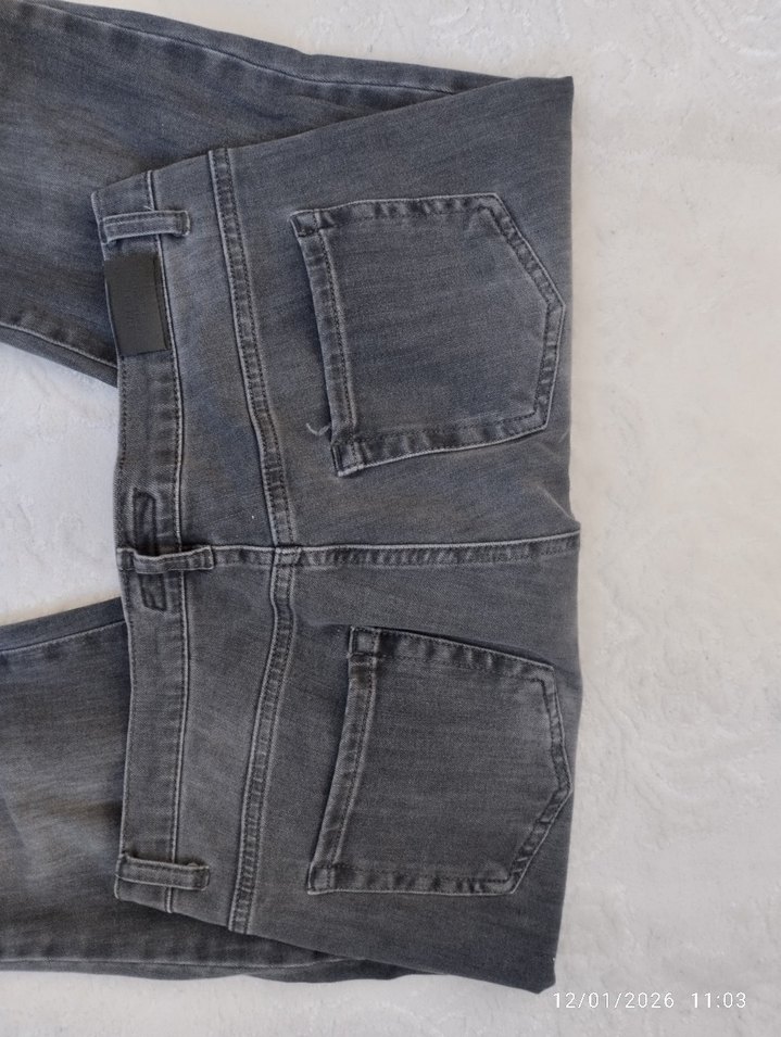 Gri Kadın Denim Rahat Kesim kotPantolon - Görsel 5