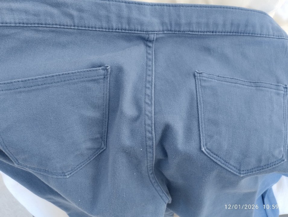 bayan Gri Denim Pantolon Regular Fit - Görsel 4