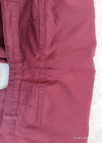 Bordo Kadın keten pantolon - Görsel 5