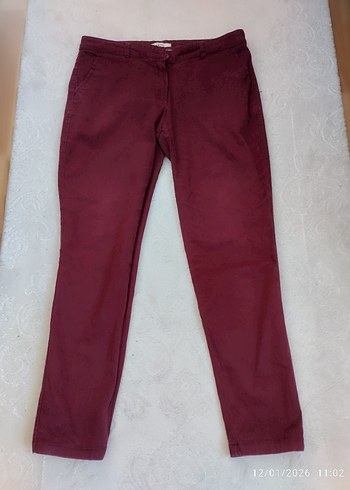 Bordo Kadın keten pantolon - Görsel 2