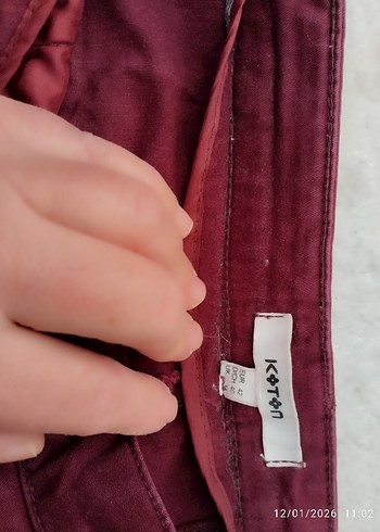 Bordo Kadın keten pantolon - Görsel 6