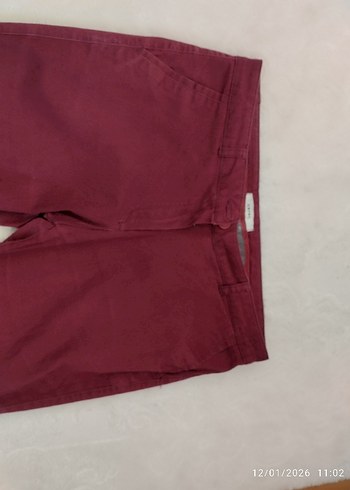 Bordo Kadın keten pantolon - Görsel 3