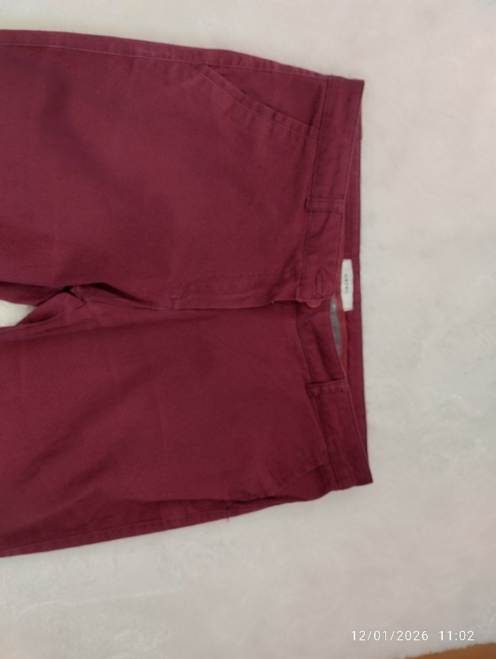 Bordo Kadın keten pantolon - Görsel 3