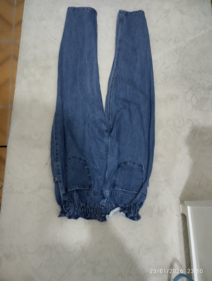 Kadın Mavi Denim Salaş Jean - Görsel 3