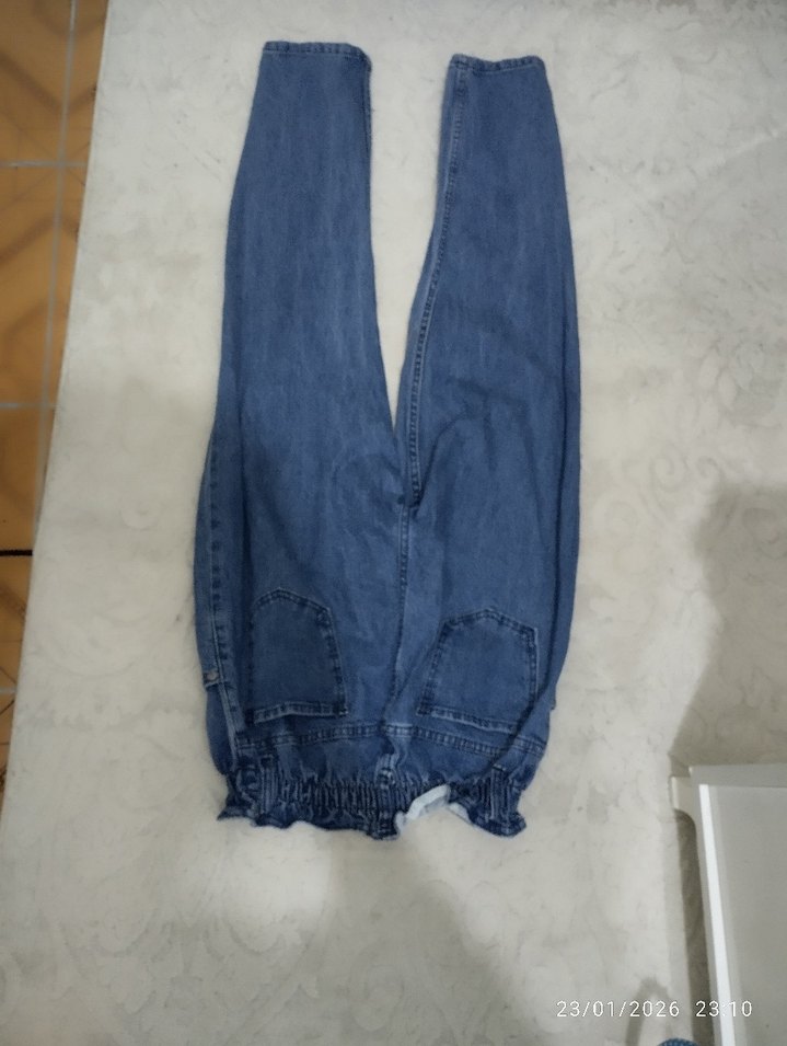 Kadın Mavi Denim Salaş Jean - Görsel 4